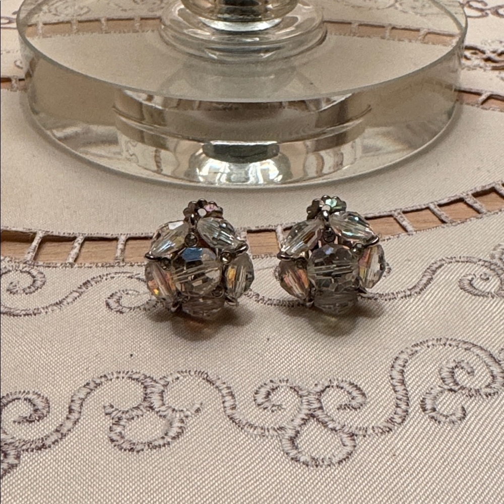 Dazzling Silver Crystal Cluster Earrings